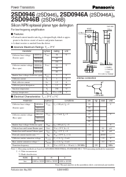 2SD946 Datasheet PDF Panasonic Corporation
