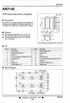AN7142 Datasheet PDF Panasonic Corporation