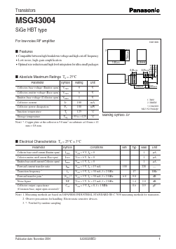 MSG43004 Datasheet PDF Panasonic Corporation
