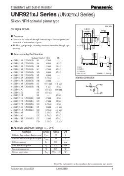 UNR921XJ Datasheet PDF Panasonic Corporation