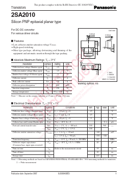 2SA2010 Datasheet PDF Panasonic Corporation