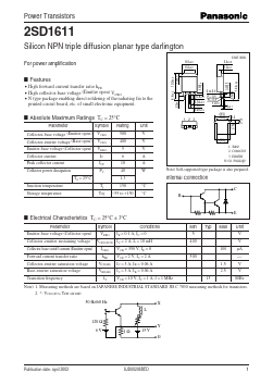 2SD1611 Datasheet PDF Panasonic Corporation
