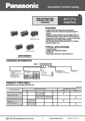AH1580-A Datasheet PDF Panasonic Corporation