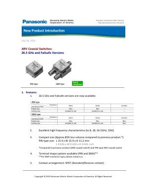 ARV10A12 Datasheet PDF Panasonic Corporation