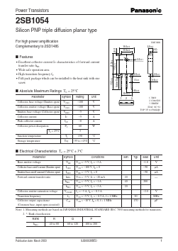 2SB1054 Datasheet PDF Panasonic Corporation