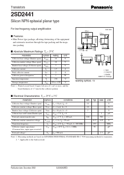 2SD2441 Datasheet PDF Panasonic Corporation