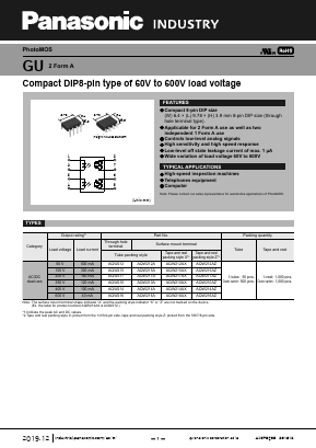 AQW214A Datasheet PDF Panasonic Corporation