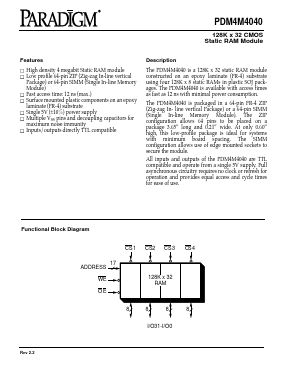 PDM4M4040S15Z Datasheet PDF Paradigm Technology