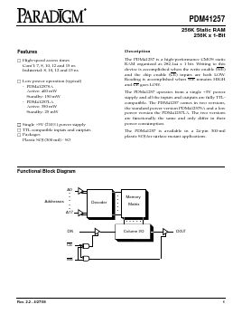 PDM41257SA10SOI Datasheet PDF Paradigm Technology