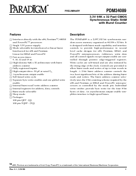 PDM34089SA10QITR Datasheet PDF Paradigm Technology