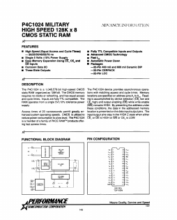 P4C1024L-70P3I Datasheet PDF Performance Semiconductor