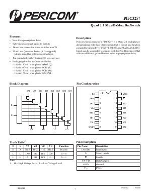 PI5C3257LE Datasheet PDF Pericom Semiconductor