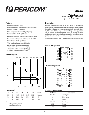 PI5L100W Datasheet PDF Pericom Semiconductor