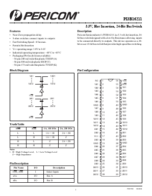 PI3B16211 Datasheet PDF Pericom Semiconductor