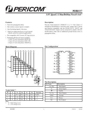 PI3B3257WEX Datasheet PDF Pericom Semiconductor
