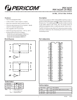 PI5C162245V Datasheet PDF Pericom Semiconductor