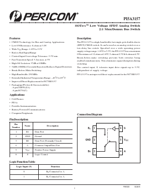 PI5A3157 Datasheet PDF Pericom Semiconductor