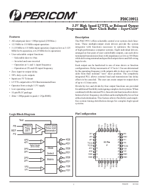 PI6C39911-2 Datasheet PDF Pericom Semiconductor