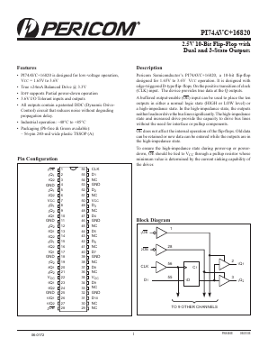 PI74AVC16820 Datasheet PDF Pericom Semiconductor