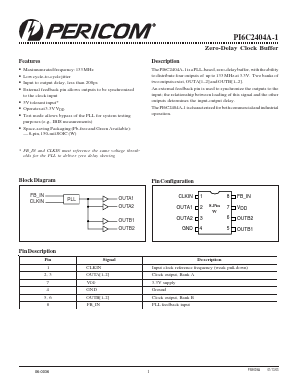 PI6C2404A-1WE Datasheet PDF Pericom Semiconductor