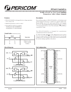 PI74AVC164245LAK Datasheet PDF Pericom Semiconductor