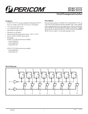 PI74FCT373CTL Datasheet PDF Pericom Semiconductor