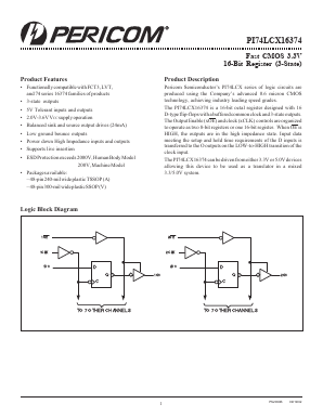 PI74LCX16374V Datasheet PDF Pericom Semiconductor