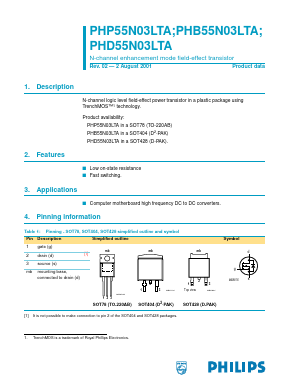 55N03LTA Datasheet PDF Philips Electronics