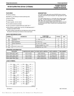 BT16244ADGG Datasheet PDF Philips Electronics