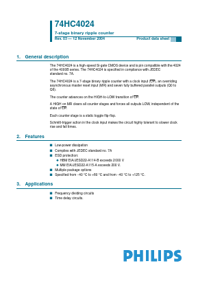 74HC4024 Datasheet PDF Philips Electronics