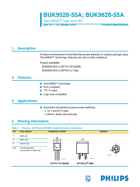 BUK9528-55A Datasheet PDF Philips Electronics