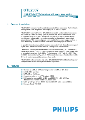 GTL2007 Datasheet PDF Philips Electronics