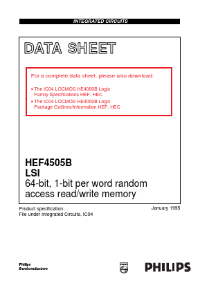 HEF4505B Datasheet PDF Philips Electronics