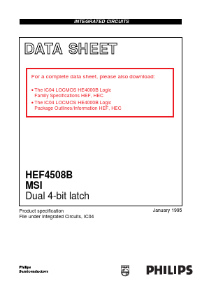 HEF4508BDB Datasheet PDF Philips Electronics