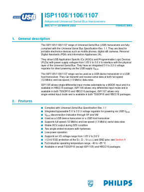 ISP1105 Datasheet PDF Philips Electronics