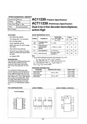 74ACT11239 Datasheet PDF Philips Electronics