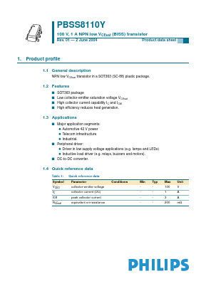 PBSS8110Y Datasheet PDF Philips Electronics