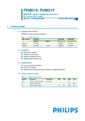 PEMD19 Datasheet PDF Philips Electronics