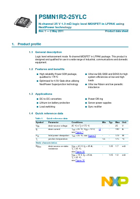 PSMN1R2-25YLC Datasheet PDF Philips Electronics