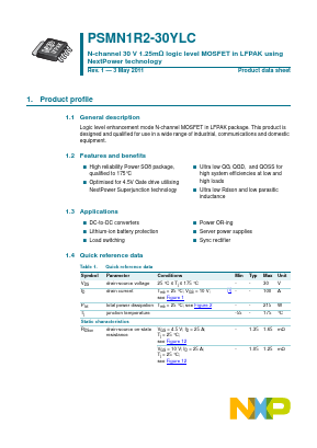 PSMN1R2-30YLC Datasheet PDF Philips Electronics