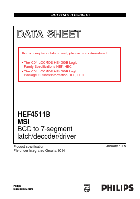 HEF4511BPN Datasheet PDF Philips Electronics