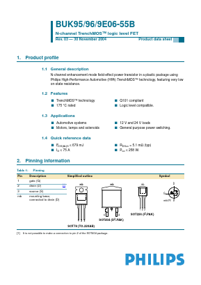 BUK9606-55B Datasheet PDF Philips Electronics
