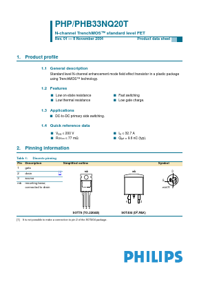 PHB33NQ20T Datasheet PDF Philips Electronics