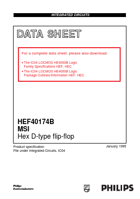 HEF40174BDB Datasheet PDF Philips Electronics