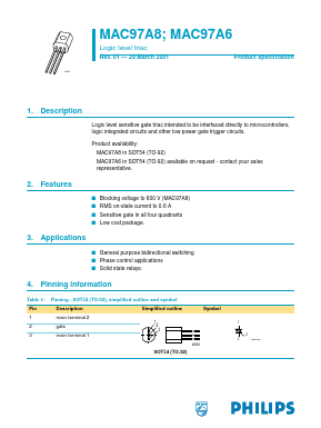 MAC97A8 Datasheet PDF Philips Electronics