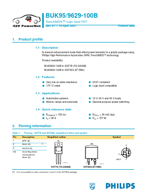 BUK9529-100B Datasheet PDF Philips Electronics