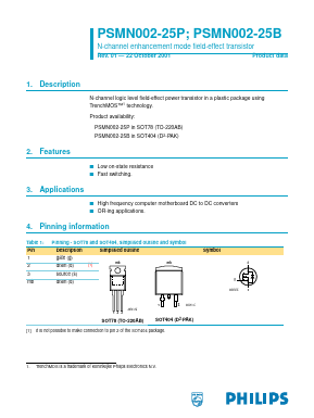 PSMN002-25B Datasheet PDF Philips Electronics