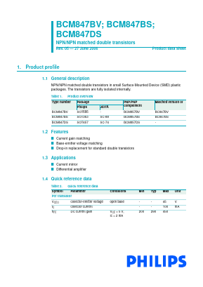 BCM847BS Datasheet PDF Philips Electronics