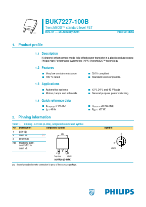 BUK7227-100B Datasheet PDF Philips Electronics