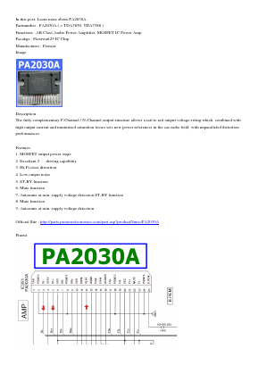 PA2030A Datasheet PDF Pioneer Electronics